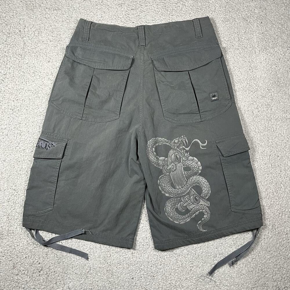 JNCO Cargo Shorts Mens 30 Gray Vintage Y2K Baggy Snake Skater Hip Hop